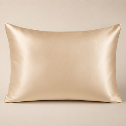 Champagne mulberry silk pillowcase, 22 momme, studio shot