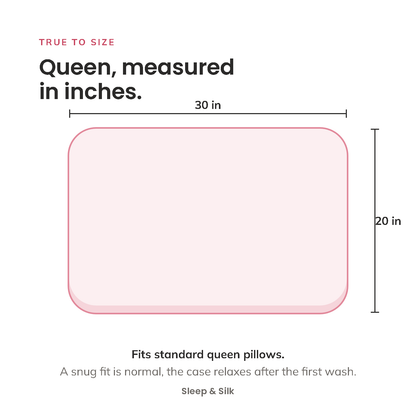 Queen size guide: 20 by 30 inches, fits standard queen pillows